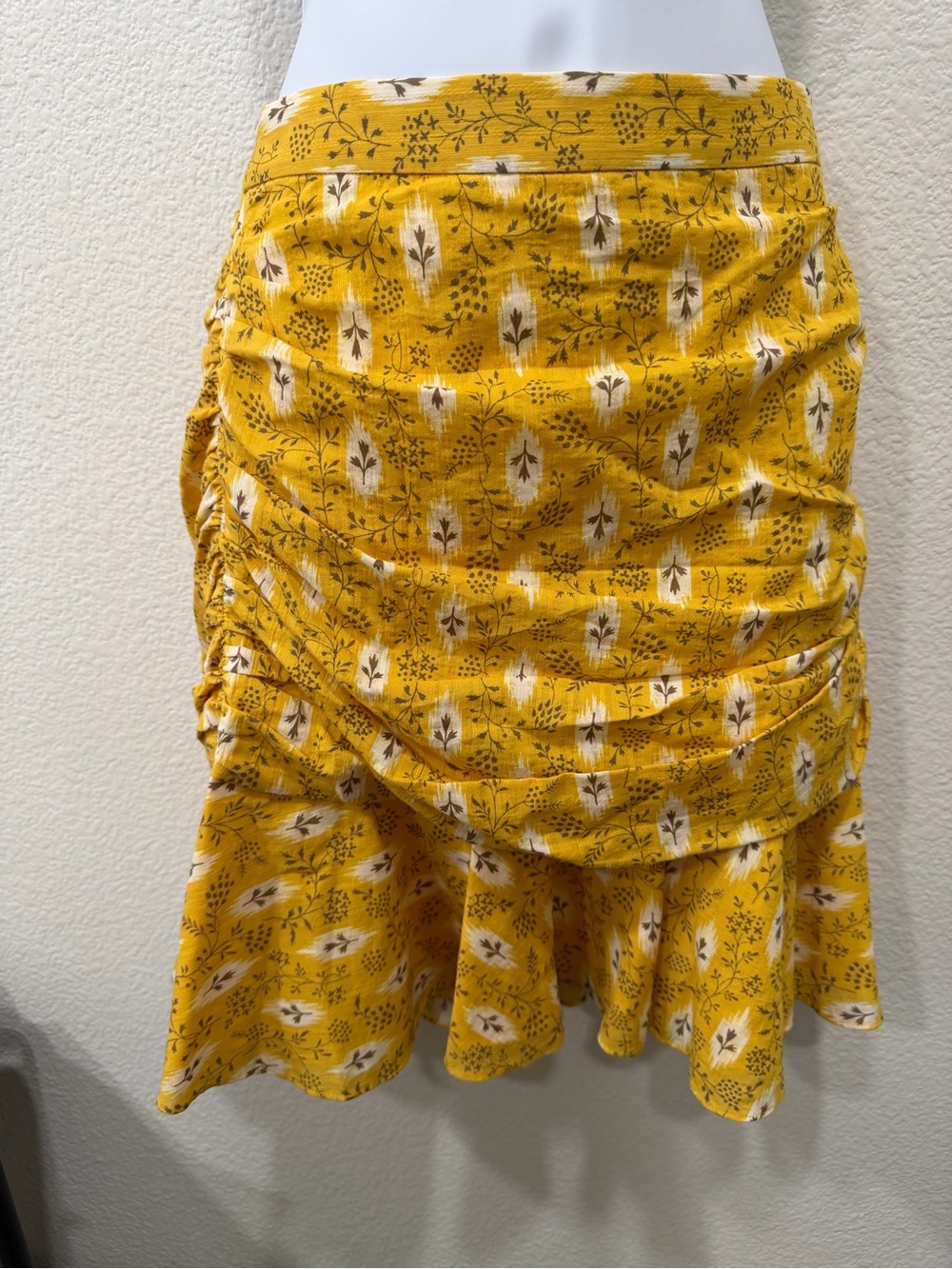 VERONICA BEARD Yellow Floral High-Low Ruffled Skirt size 6